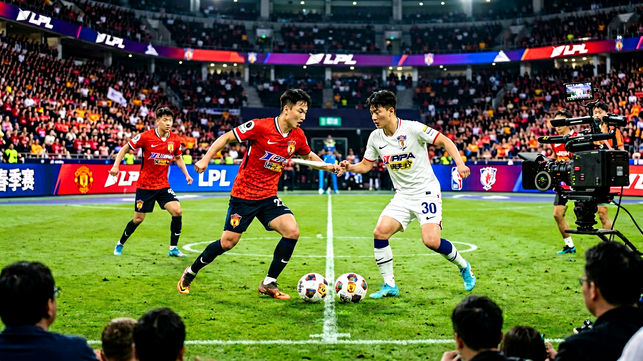 LPL英雄联盟职业联赛比赛现场，选手激烈对战